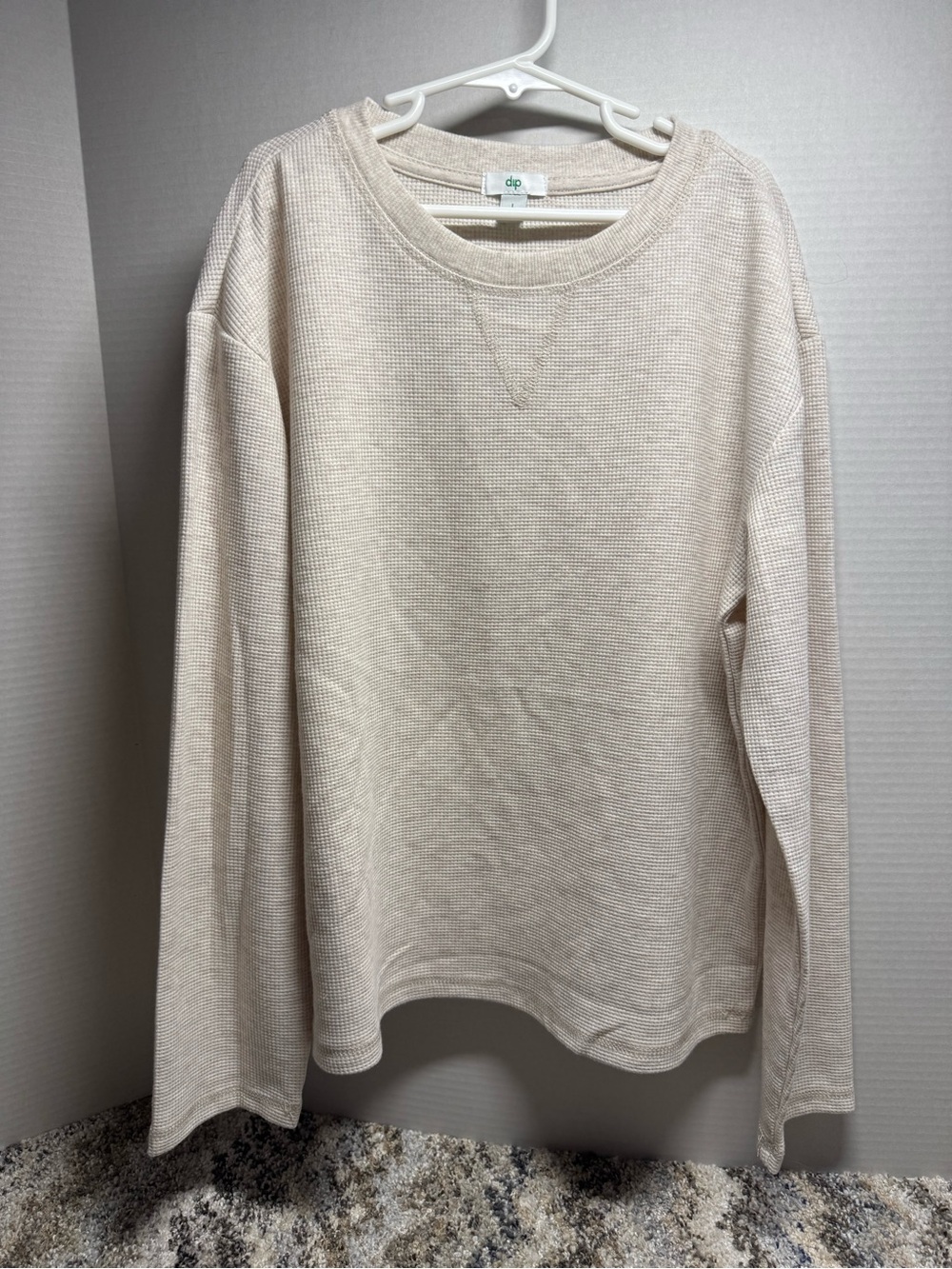 dip Kids Cream Waffle-Knit Crewneck Sweater L 10/12